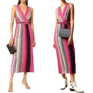 Ted Baker Sofinaa Dress Womens 1 XS Pink Striped Knit Midi Dress